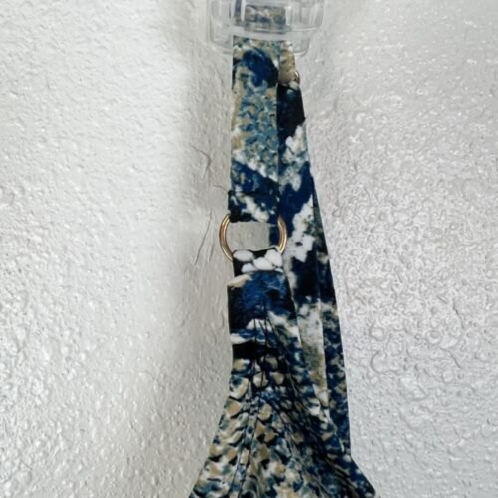 Shade & Shore Bikini Top Medium Blue Reptile Snake Triangle Swim Swimsuit - Picture 3 of 8